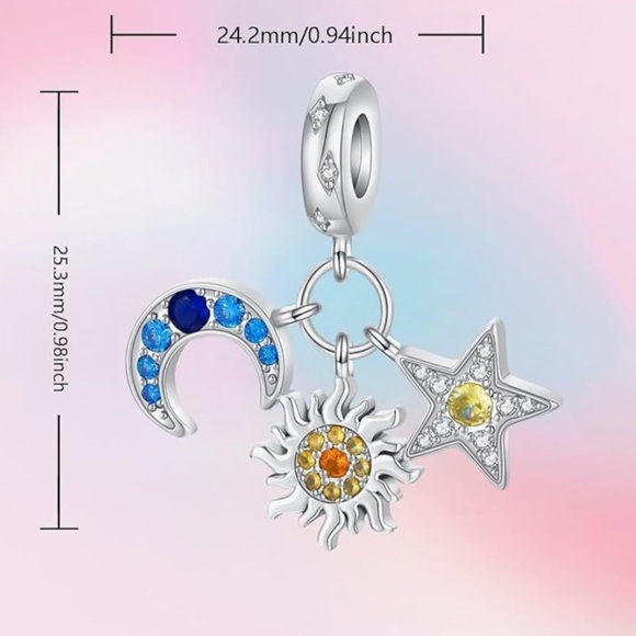 Sterling silver sun moon and stars charm for your Pandora bracelet - Picture 3 of 3